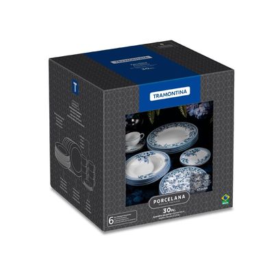 Aparelho de Jantar Tramontina Azzura em Porcelana Decorada 30 Peças
