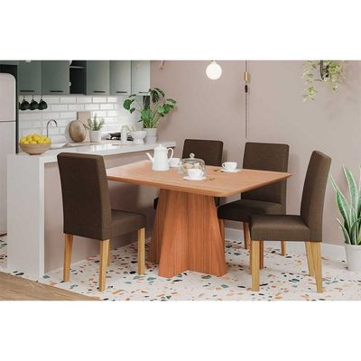 Mesa Cozinha Maitê 130 + 4 Cad Maia Cinamomo Cimol