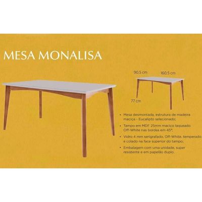 Mesa Sala Monalisa 160 + 4 Cad Rainha Mel Nesher