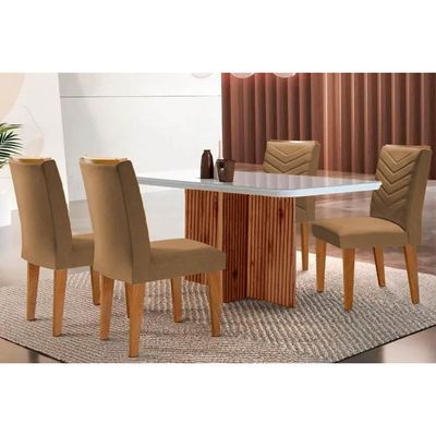 Mesa Sala Berlim 120 + 4 Cad Londrina Capuccino Rufato