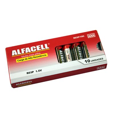 Pilha Palito Zinco c/10 R03P10C Alfacell