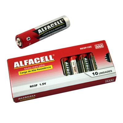 Pilha Palito Zinco c/10 R03P10C Alfacell