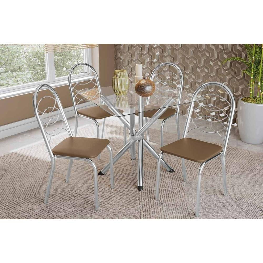 Mesa Sala Volga 90 + 4 Cad Holanda Cromado Kappesberg
