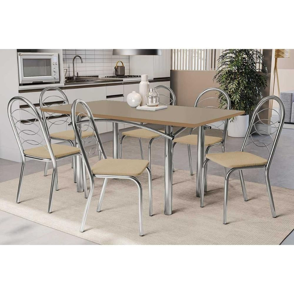 Mesa Cozinha Elba 160 + 6 Cad Holanda Cromado Kappesberg