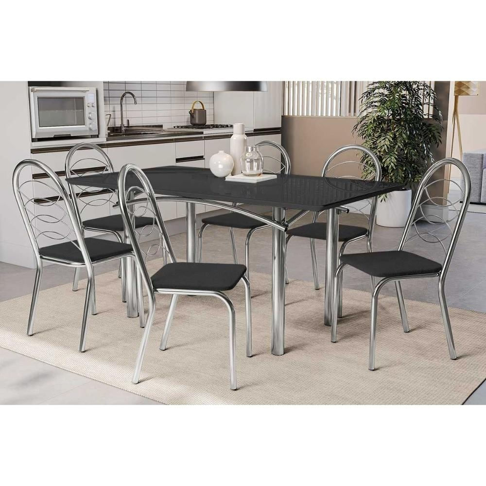 Mesa Jantar Elba 160 + 6 Cad Holanda Cromado Kappesberg