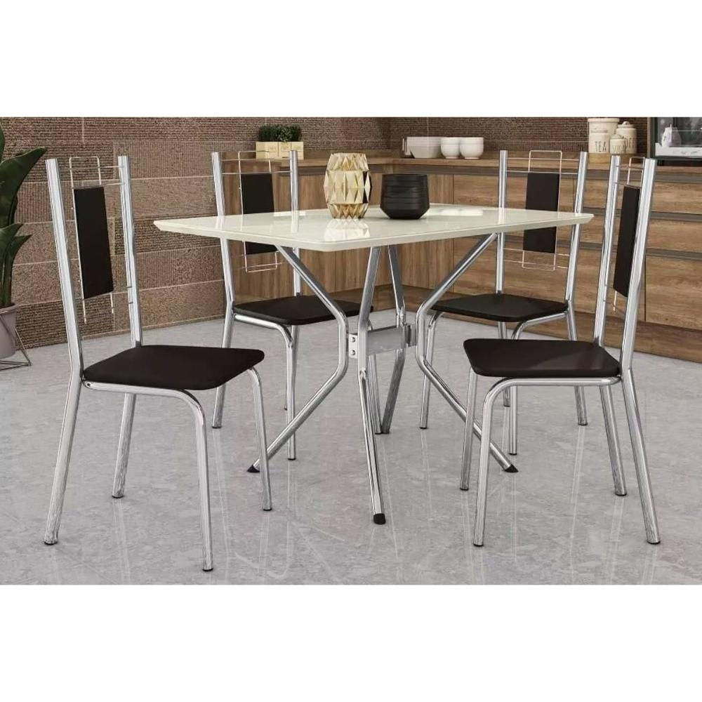 Mesa Sala Loire 120 + 4 Cad Florença Cromado Kappesberg