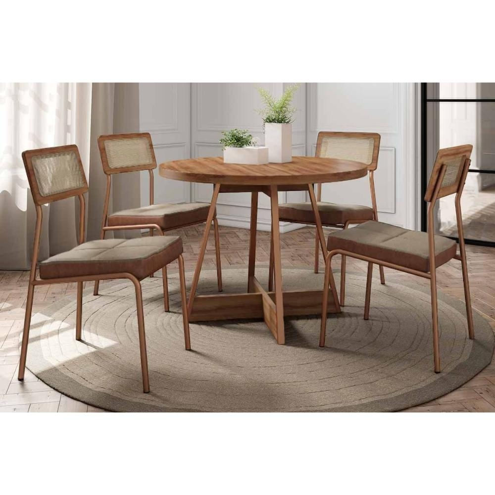 Mesa Sala Átria 100 + 4 Cad Lux Rose/Caramelo Carraro