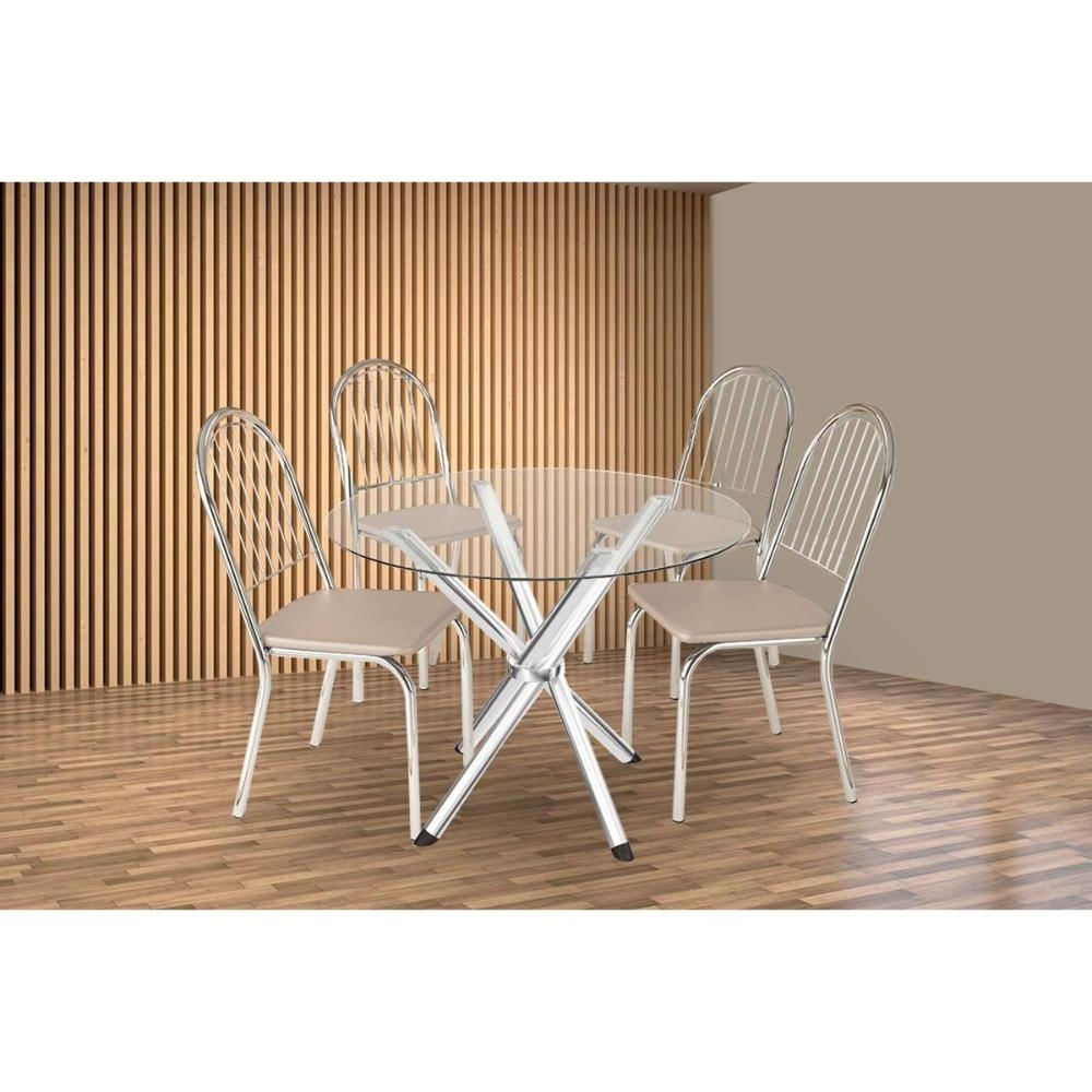 Mesa Jantar Volga 95 + 4 Cad Noruega Cromado Kappesberg