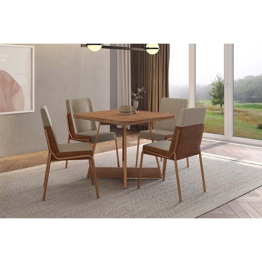 Mesa Sala Átria 90 + 4 Cad Hug Rose/Caramelo Carraro