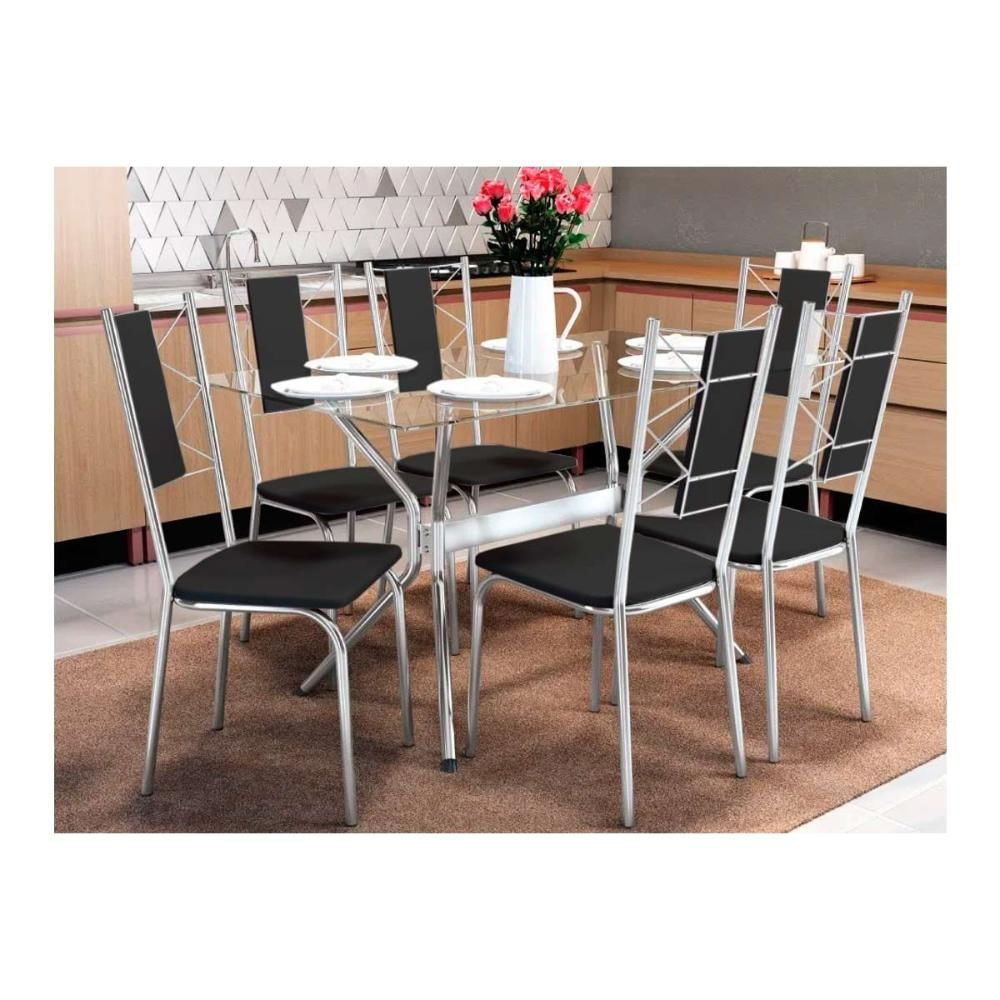 Mesa Cozinha Loire 150 + 6 Cad Lisboa Cromado Kappesberg