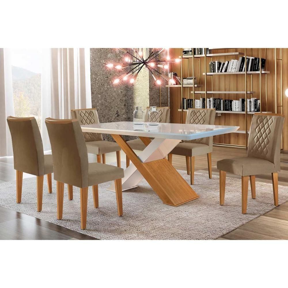 Mesa Cozinha Imperatriz + 6 Cad Jade Capuccino Rufato