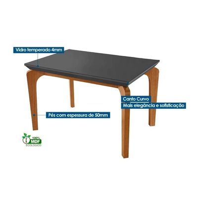 Sala Jantar Mesa Londrina + 4 Cad Amsterdã Imbu/Creme Rufato