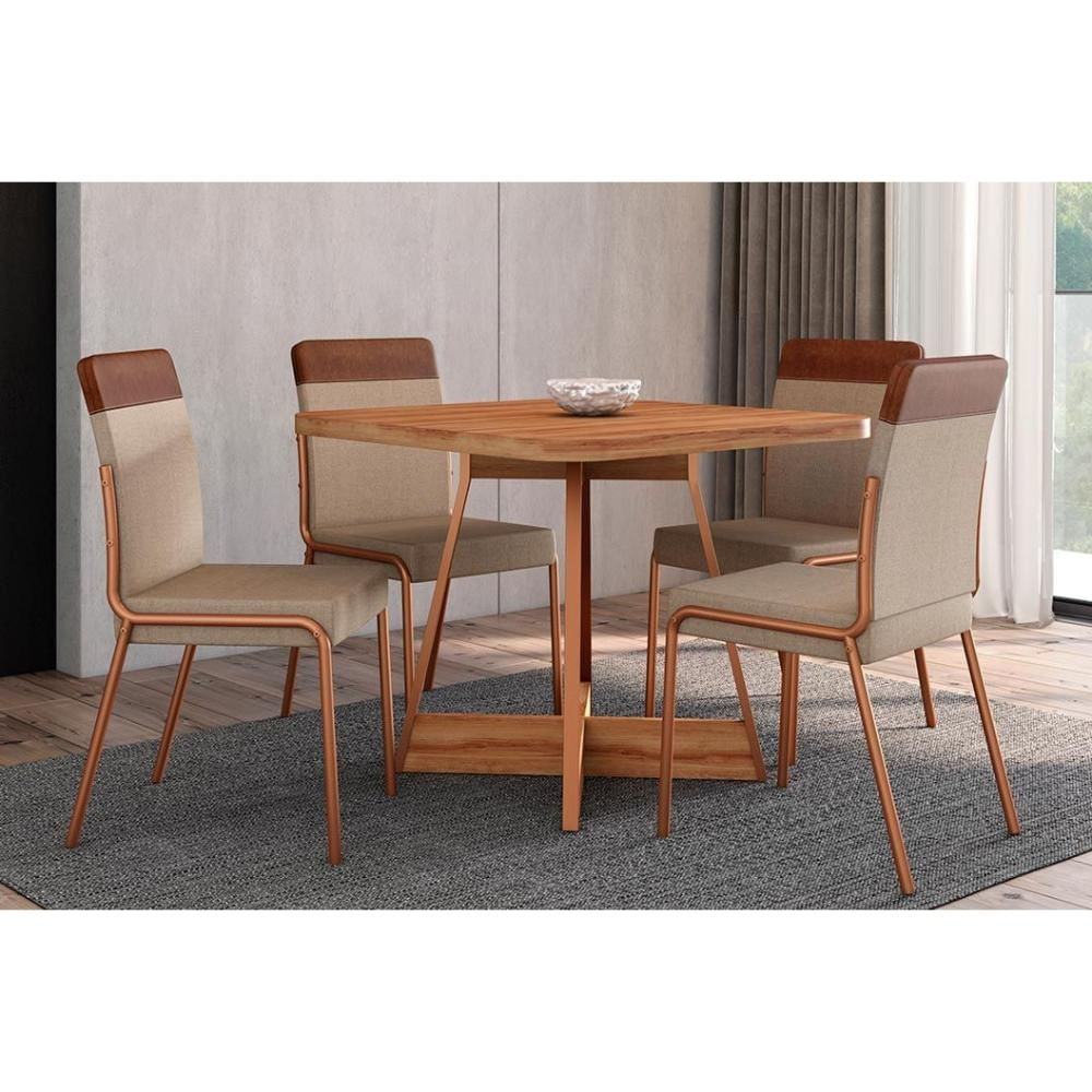 Mesa Sala Átria 90 + 4 Cad Duo Rose/Caramelo Carraro