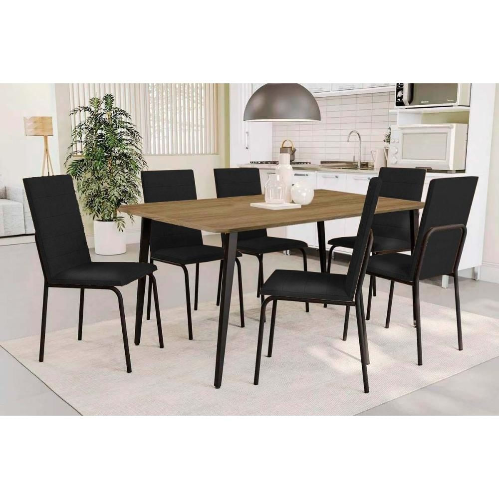 Mesa Sala Iguaçu 160 + 6 Cad Amsterdã Preto Kappesberg