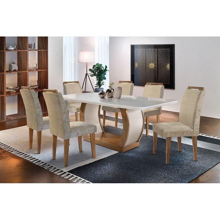 Mesa Cozinha Jade 180 + 6 Cad Athenas Capuccino Rufato