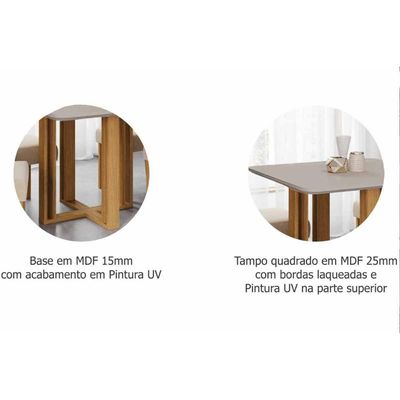 Mesa Cozinha Flora 95 + 4 Cad Clarice Cinamomo/Bege Cimol