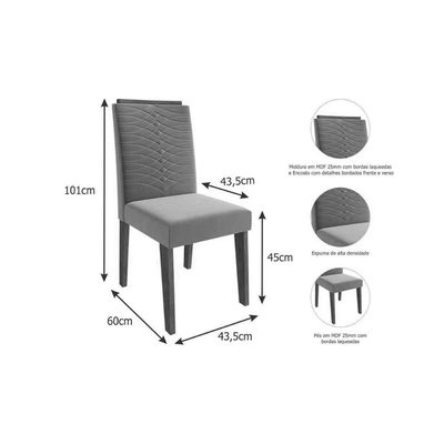 Mesa Sala Maitê 160 + 6 Cad Clarice Cinamomo/Bege Cimol