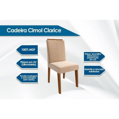 Mesa Sala Maitê 160 + 6 Cad Clarice Cinamomo/Bege Cimol