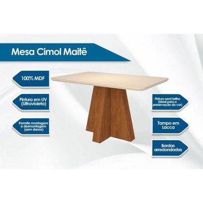 Mesa Sala Maitê 160 + 6 Cad Clarice Cinamomo/Bege Cimol