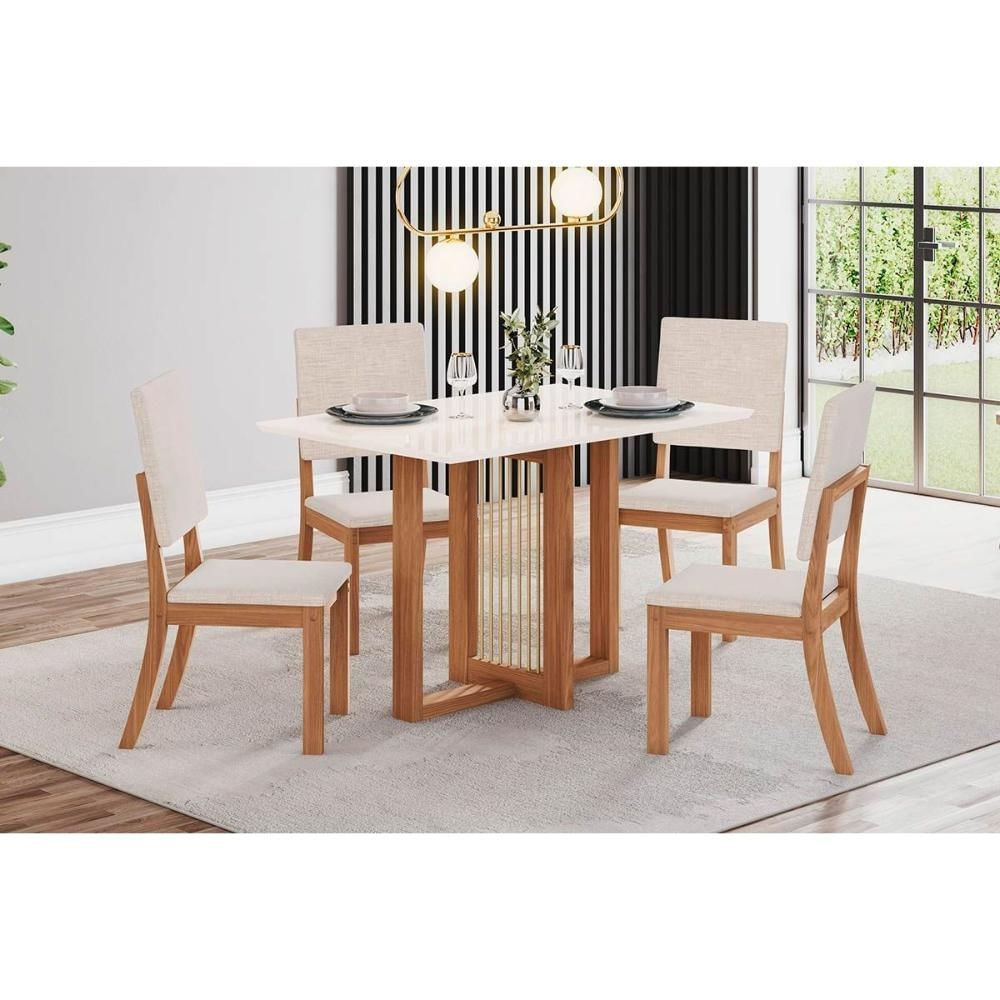 Mesa Sala Natalí 120 + 4 Cad Milla Nature/Bege Henn