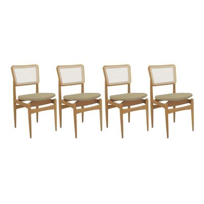 Kit 4un Cadeiras Jantar Stela Madeira Carv/Bege Kappesberg