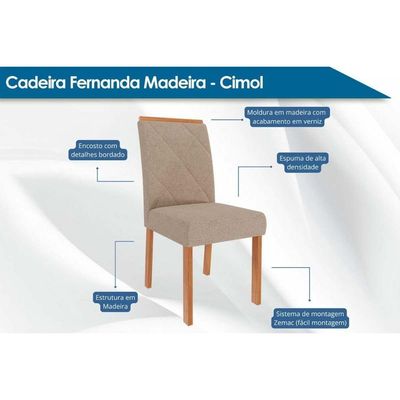 Mesa Sala Ágata 130 + 4 Cad Fernanda Madeirado Cimol