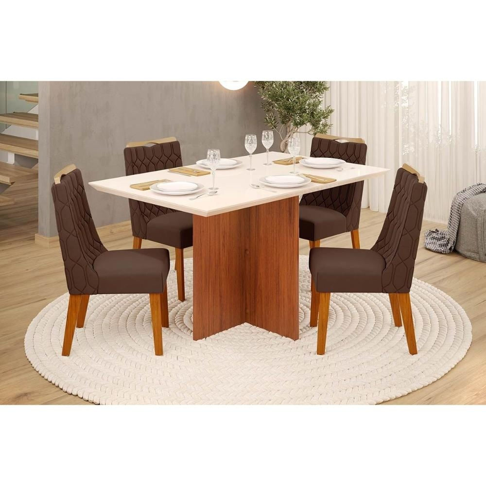 Mesa Sala Hera 120 + 4 Cad Bia Freijo DJ Móveis