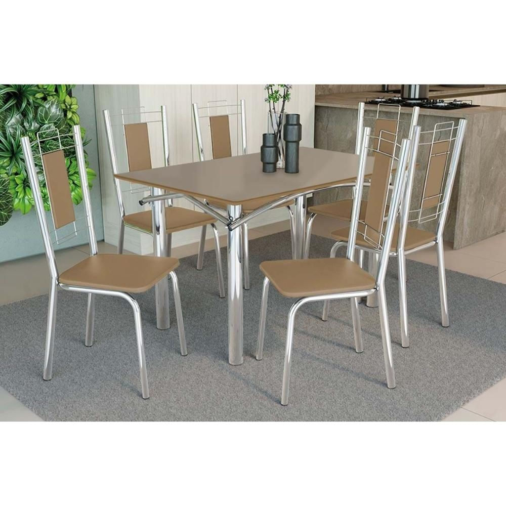 Mesa Sala Elba 120 + 6 Cad Florença Cromado Kappesberg
