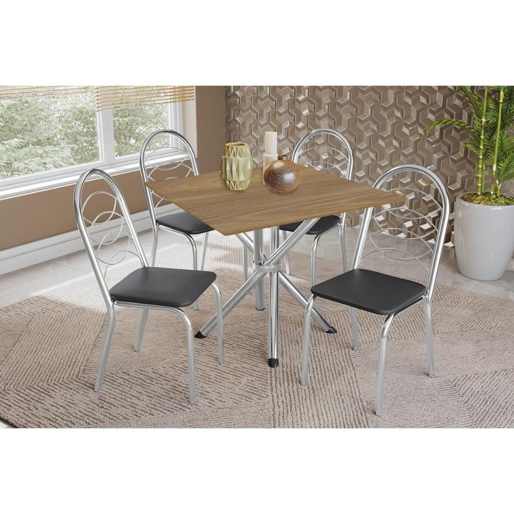 Mesa Sala Volga 90 + 4 Cad Holanda Cromado Kappesberg