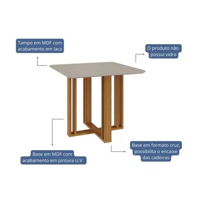 Mesa Cozinha Flora 95 + 4 Cad Nicole Nature/Bege Cimol