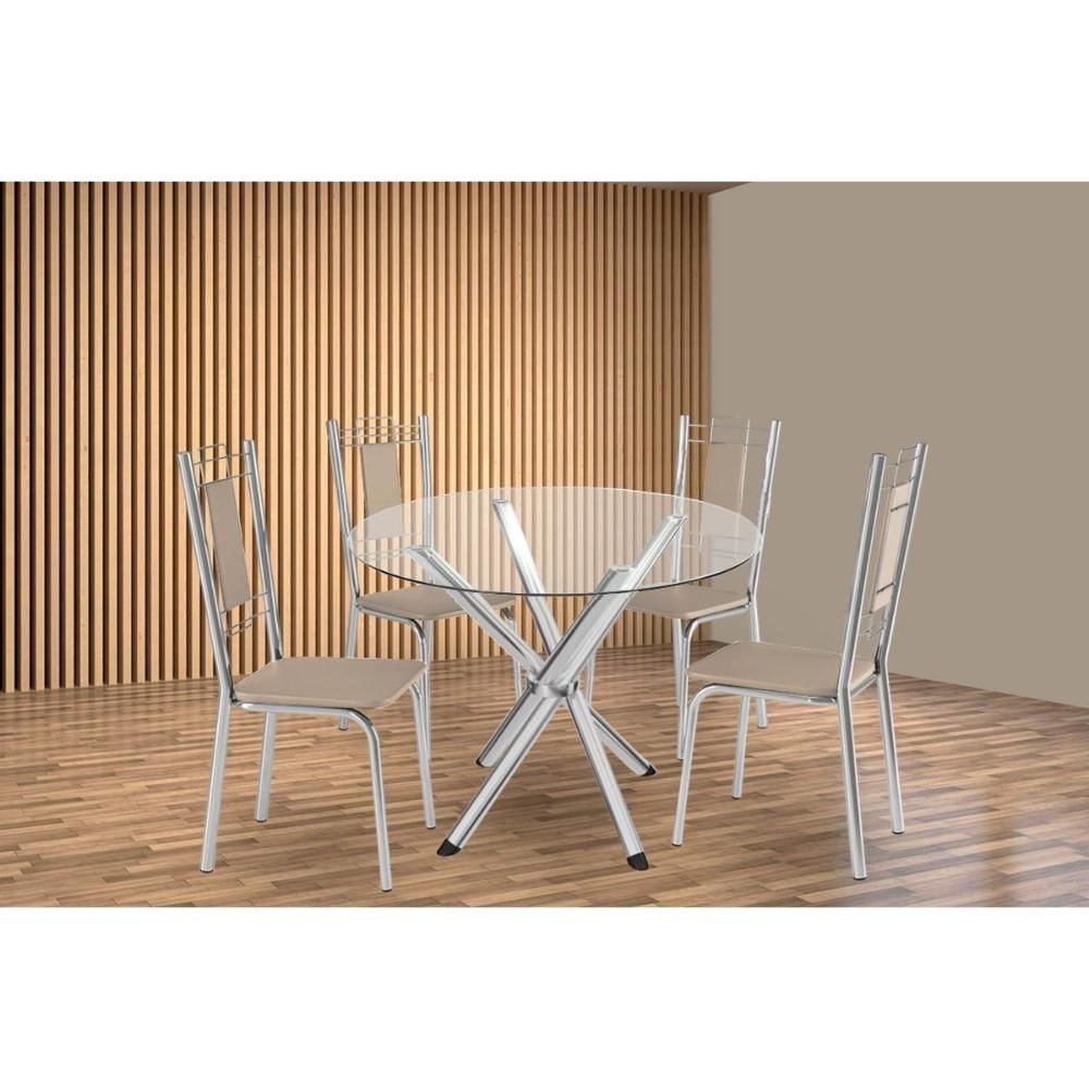 Mesa Sala Volga 95 + 4 Cad Florença Cromado Kappesberg
