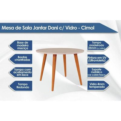 Mesa Cozinha Dani 109 + 4 Cad Clarice Madeirado/Bege Cimol