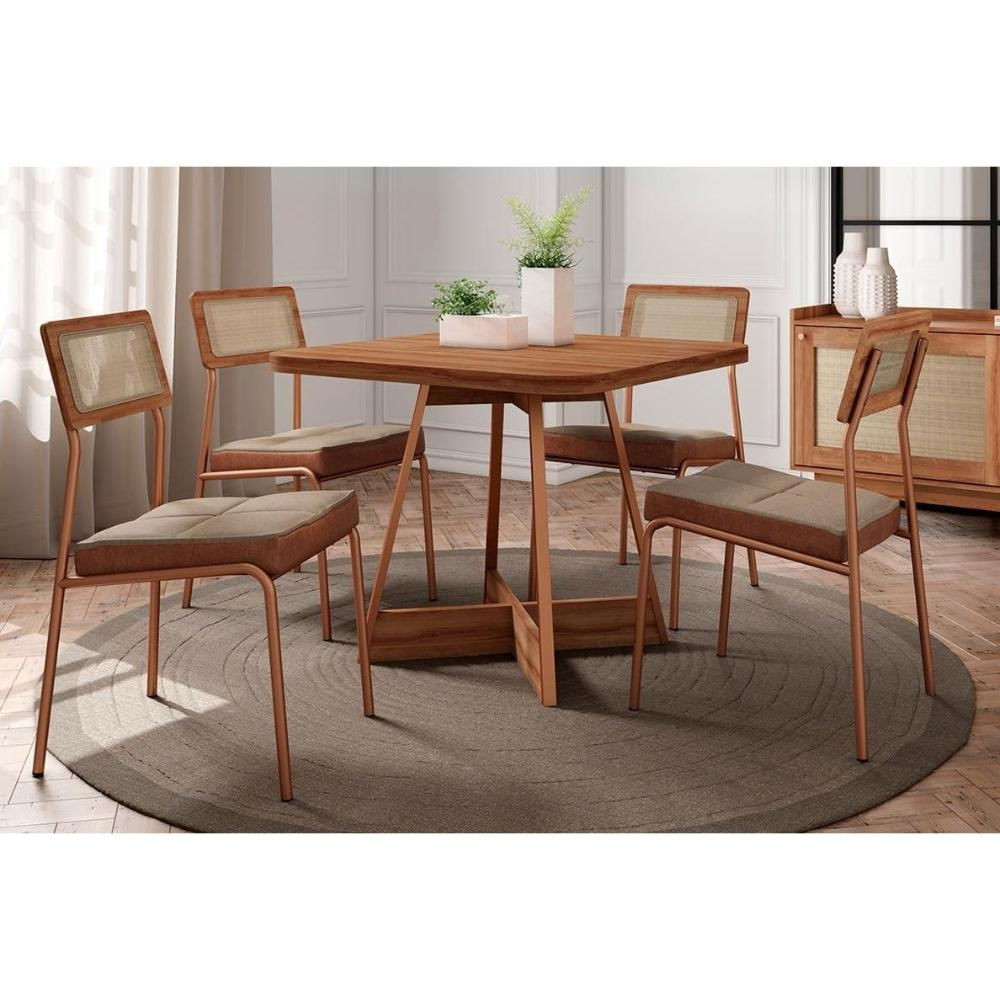 Mesa Sala Átria 90 + 4 Cad Lux Rose/Caramelo Carraro