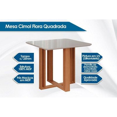 Mesa Cozinha Flora 95 + 4 Cad Nicole Nature/Bege Cimol