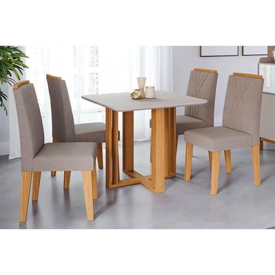 Mesa Cozinha Flora 95 + 4 Cad Nicole Nature/Bege Cimol