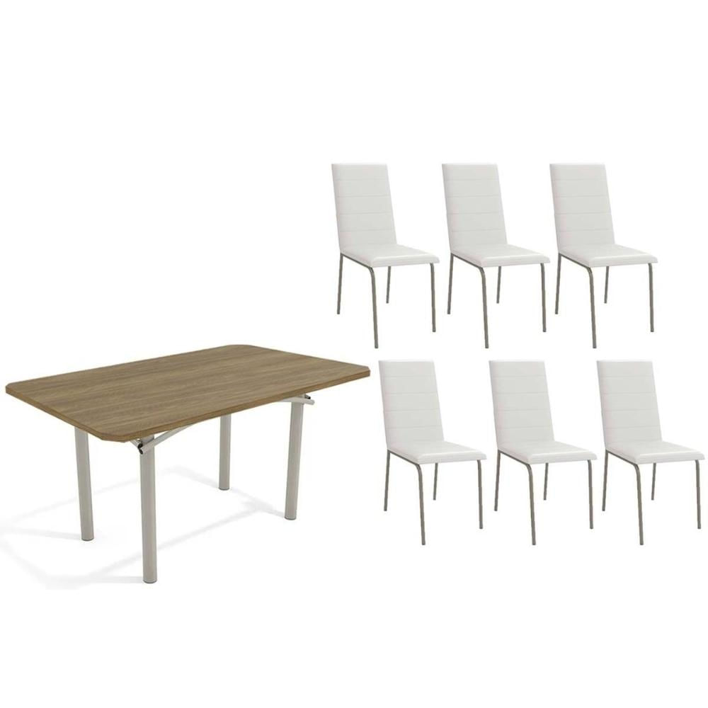Mesa Sala Elba 160 + 6 Cad Amsterdã Niquel/Bco Kappesberg
