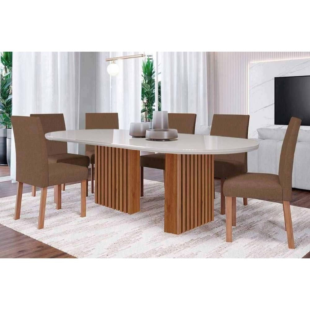 Mesa Cozinha Ester 210 + 6 Cad Maia Cinamomo Cimol