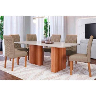 Mesa Cozinha Ester 180 + 6 Cad Clarice Cinamomo Cimol