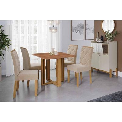 Mesa Cozinha Flora 95 + 4 Cad Fernanda Cinamomo Cimol