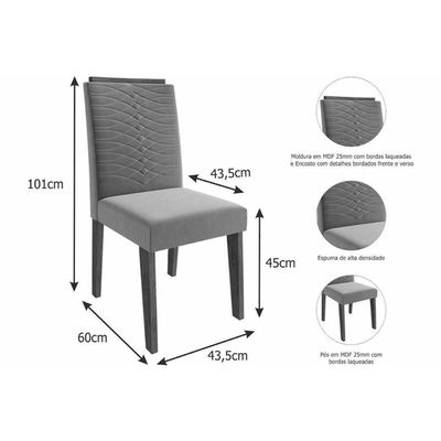 Mesa Cozinha Ester 180 + 6 Cad Clarice Cinamomo Cimol