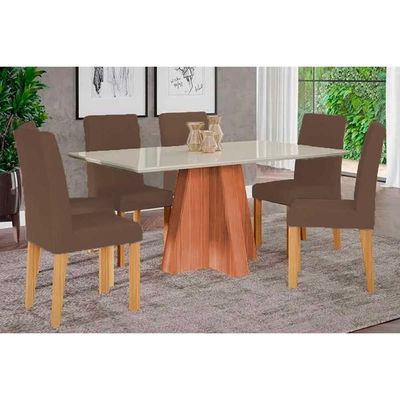 Mesa Cozinha Maitê 160 + 6 Cad Maia Cinamomo Cimol