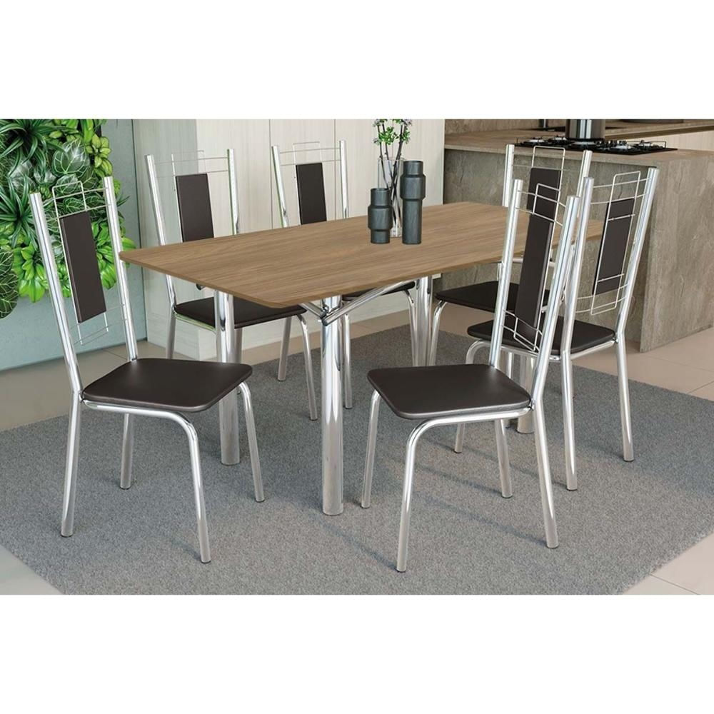 Mesa Sala Elba 160 + 6 Cad Florença Cromado Kappesberg