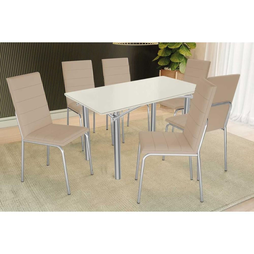 Mesa Sala Elba 160 + 6 Cad Amsterdã Cromado Kappesberg