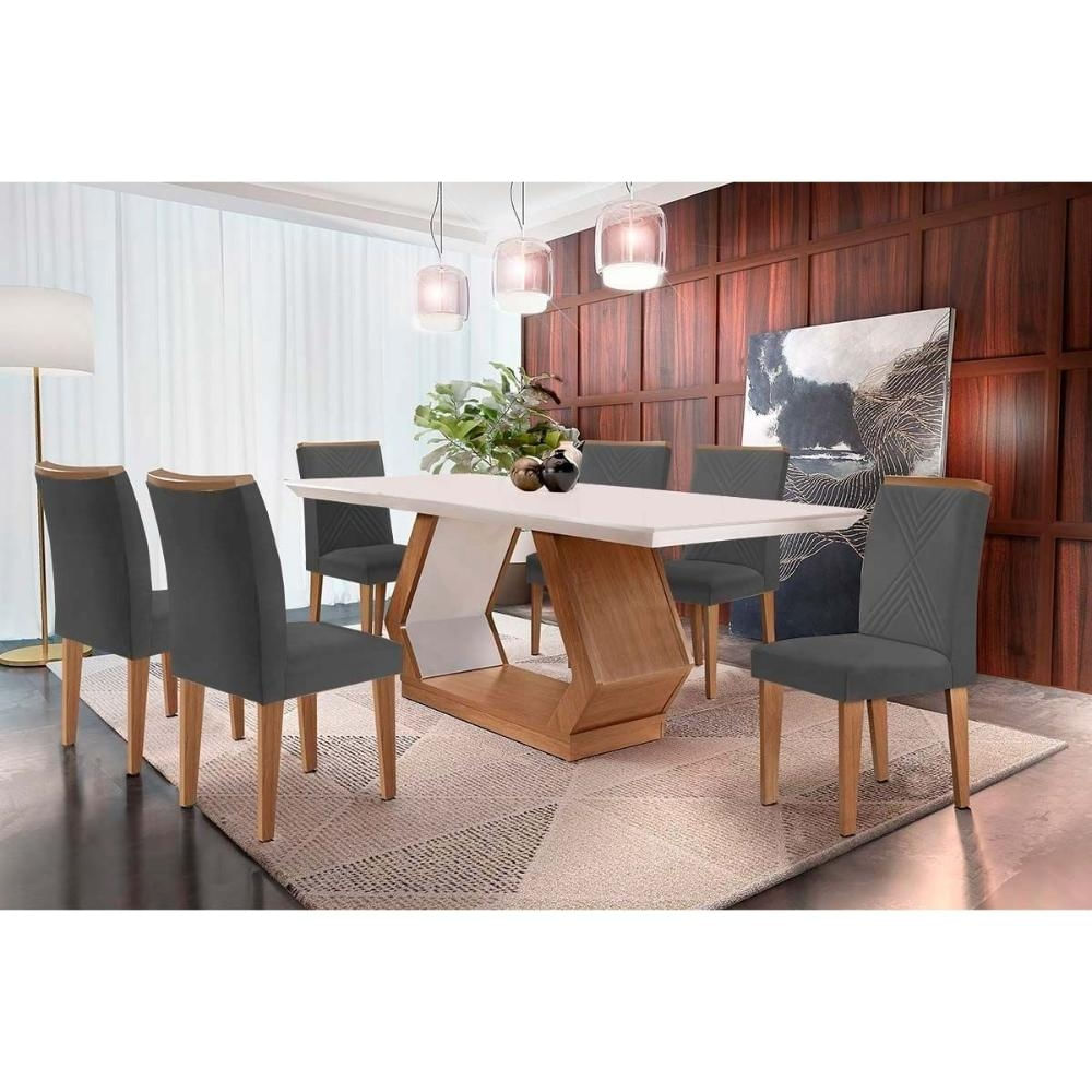 Mesa Sala Alvorada 180 + 6 Cad Amsterdã Capuccino Rufato