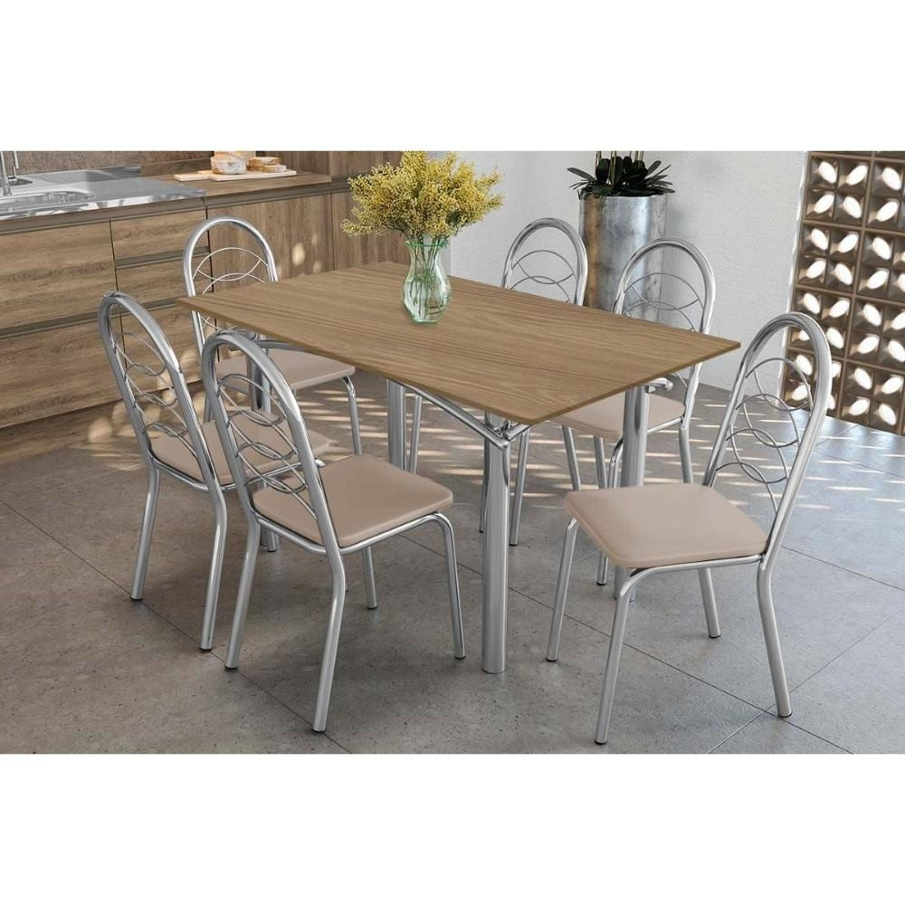 Mesa Sala Elba 160 + 6 Cad Holanda Cromado Kappesberg