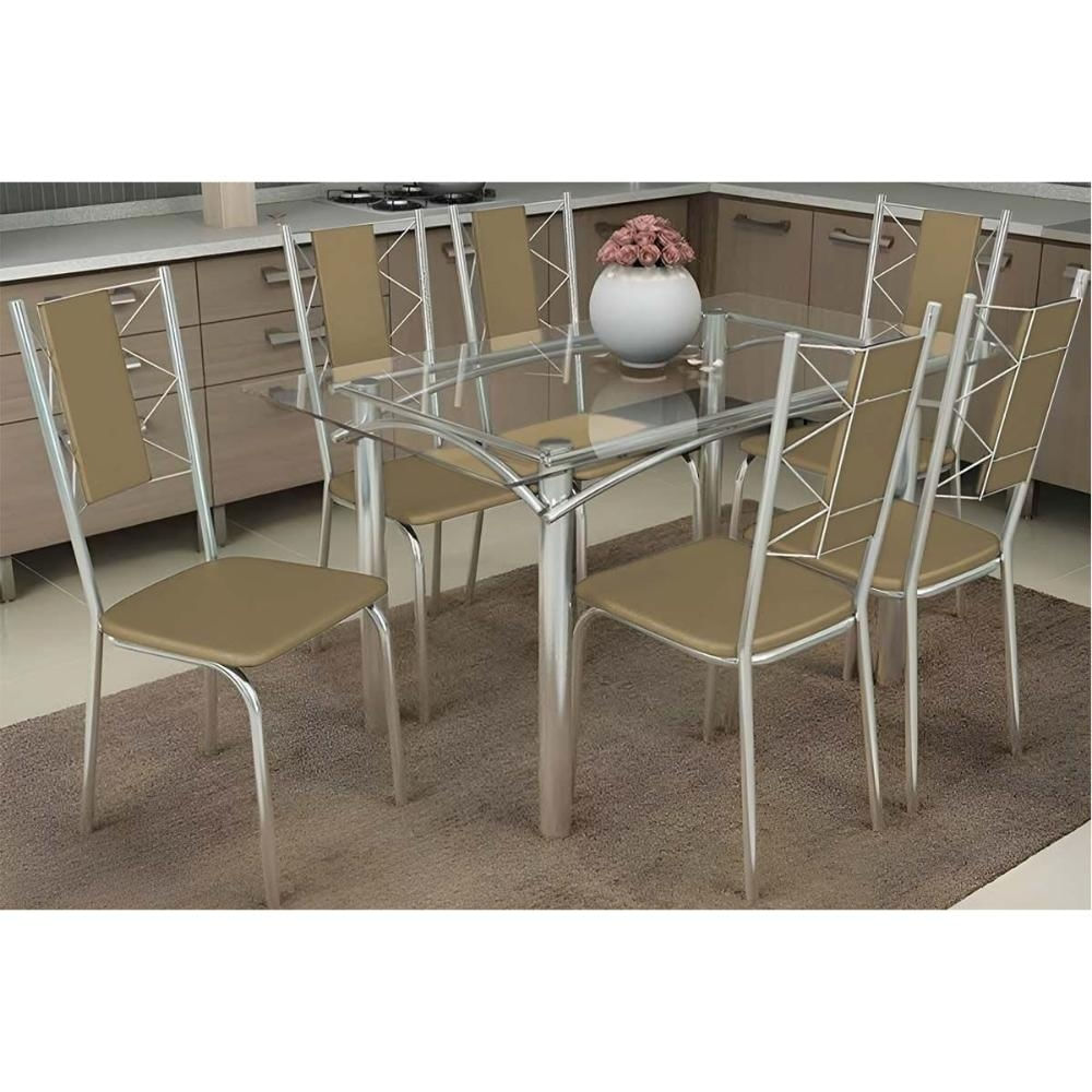 Mesa Sala Elba 120 + 6 Cad Lisboa Cromado Kappesberg