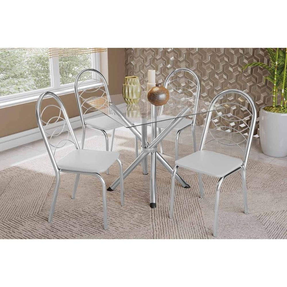Mesa Sala Volga 90 + 4 Cad Holanda Cromado Kappesberg