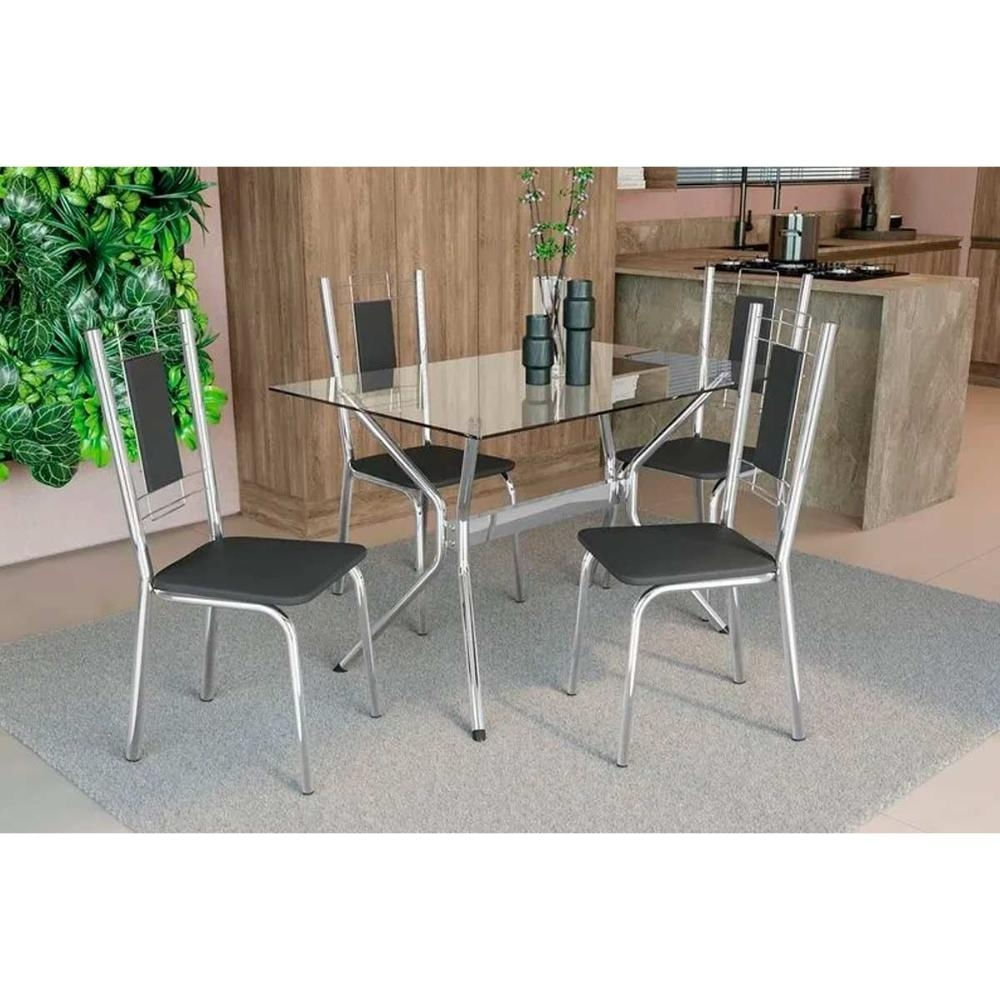 Mesa Cozinha Loire 120 + 4 Cad Florença Cromado Kappesberg