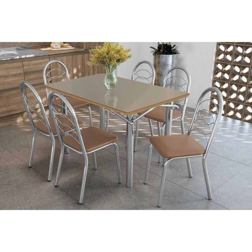 Mesa Jantar Elba 120 + 6 Cad Holanda Cromado Kappesberg