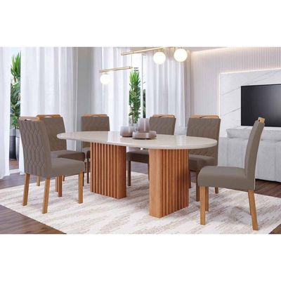Mesa Cozinha Ester 210 + 6 Cad Paola Cinamomo Cimol
